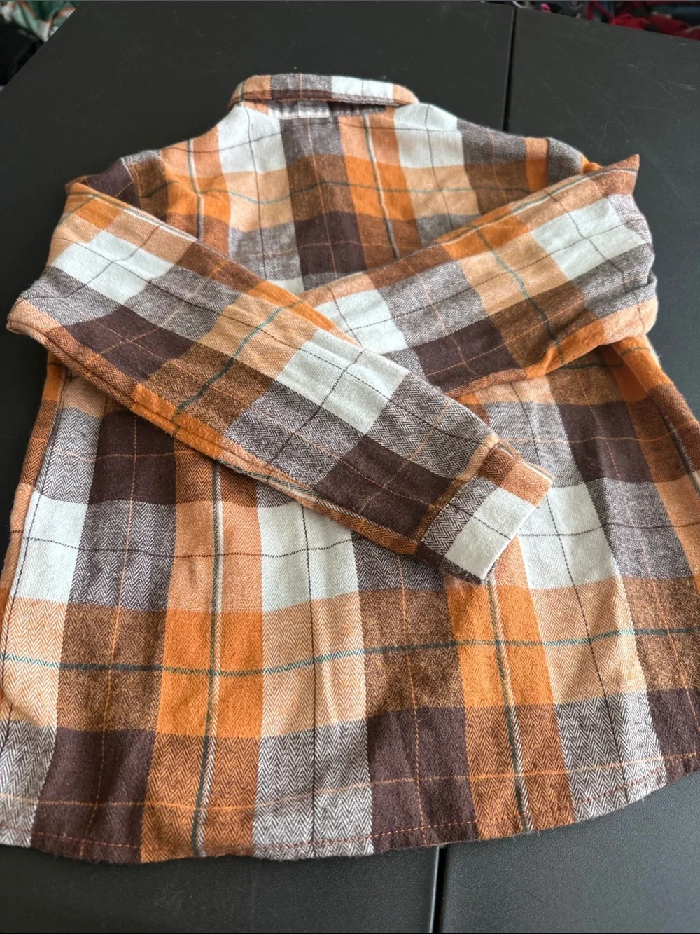 Kids Orange Brown Plaid Button-Up Shirt
